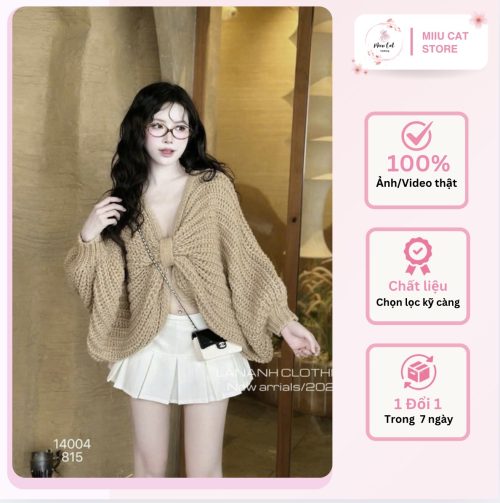 Áo len buộc nơ tay bồng