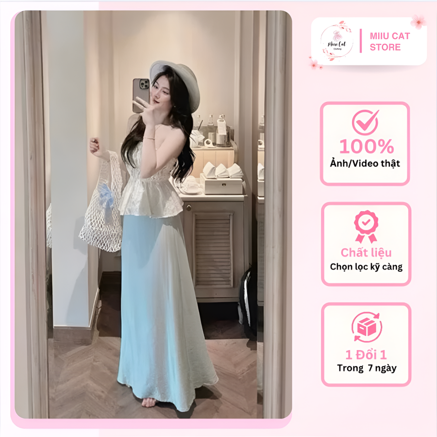 Set Áo Hoa Nhí Phối Chân Váy Đuôi Cá