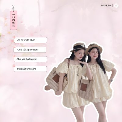 Set Áo BabyDoll Gió Nhăn Phối Chân Váy Bí Bồng