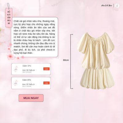 Set Áo BabyDoll Gió Nhăn Phối Chân Váy Bí Bồng