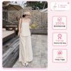 Set Áo 2S Chấm Bi Dáng A Có Dây Điều Chỉnh Phối Quần Ông Suông Cạp Chun